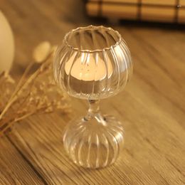 Candle Holders Home Decoration Accessories Decor European Flower Goblet Cup Glass Candlestick Candlelight Dinner Ornaments