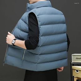 Men's Vests Waterproof Reflective Zipper Down Cotton Vest Warm Stand Collar Sleeveless Jacket Men Plus Size