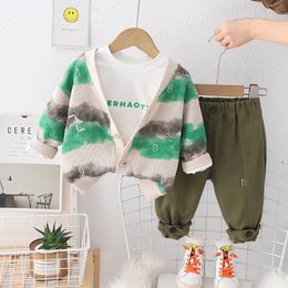 Clothing Sets Toddler Tracksuits 2024 Spring Baby Boy Clothes 2 To 3 Years Casual Cardigan Coats White T-shirts Pants Kids Boys Outfit Set