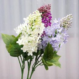 Decorative Flowers Artificial Lilac Branch Wedding Bouquet Home Flower Floral Arrangements Decorations Vintage Spray White