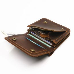 Wallets 2023 100% Genuine Leather Wallet For Men Male Vintage Crazy Horse Cowhide Short Bifold Men's Purse With Coin Pocket Money Bag