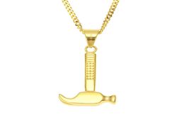 Cool Stainless Steel Necklace 18k Yellow Gold Plated Claw Hammer Pendant Necklace for Men Women Super Cool Hiphop Necklace Jewelry2369351