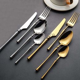 Steel 4Pcs/Set Gold Cutlery Tableware Stainless Knife Spoon Fork Set Kitchen Dinnerware Food Steak Knives Forks Soup Coffes Scoop Th0839 s