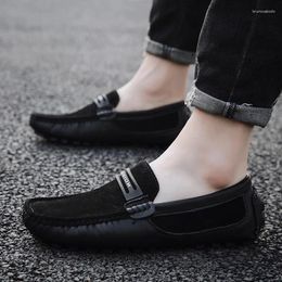 Casual Shoes Classic Men's Leather Flats Retro Fashion Mens Outdoor Round Toe Loafers Social Office Business