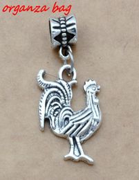 MIC 100pcs Dangle Ancient silver alloy Singlesided cute cock Charms Big Hole Beads Fit European Charm Bracelet Jewellery A105a3176238378823