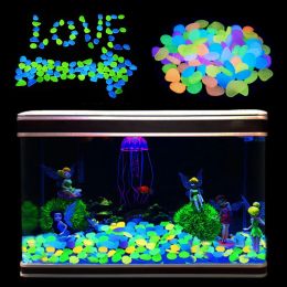 Aquariums 100/500Pcs 3Cm Luminous Stones Glow In Dark Garden Pebbles Fish Tank Aquarium Outdoor Decoration White Mix Colour Wholesale 1000