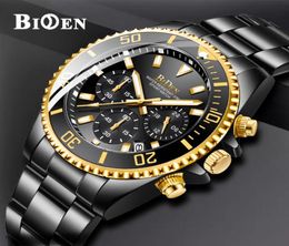 BIDEN Luxury Mens Watches Sports Chronograph Waterproof Analogue 24 Hour Date Quartz Watch Men Full Steel Wrist Watches Clock T200722072938