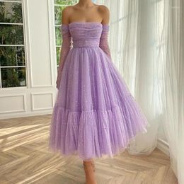 Casual Dresses 2024 Women Purple Sexy Strapless Long Bridesmaid Dress Elegant Sequins Tulle Evening Party Gown Female Swing Birthday Prom