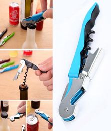 Stainless Steel Cork Screw Corkscrew MultiFunction Wine Bottle Cap Opener Double Hinge Waiters Corkscrew Wine Opener 100pcs OOA4623137475