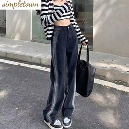 Women's Jeans 2024 Spring/Summer Gradient Style Straight Leg Korean High Waist Loose Fit Slim Wide Pants Trend