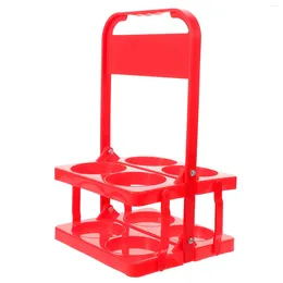 Cups Saucers Shelves Beer Rack Drink Holder With Handle Carrier Fold Red Plastic Basket