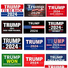 Banner Flags Trump 3X5 Ft 2024 Re-Elect Save America Again Flag With Brass Grommets Patriotic Outdoor Indoor Decoration Drop Delivery Dhlxi