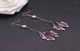 Dangle Earrings Fairy Tale Mermaid Tail Dreamy Gradient Purple Butterfly Insect Wing Long Romantic Bridal6814040