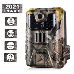 Cameras 36MP 2.7K Trail Camera 940nm Low Glow Infrared Night Vision Photo Trap Hunting Cameras Wireless Cam HC900A Wildlife Surveillance