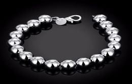 Bangle Fashion Jewellery 925 Pure Silver Plated Charm 10MM Solid Buddha BeadsHollow Beads Bracelets Gift Bag H1366381736
