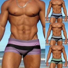 Underpants 2024 Mens Swim Briefs Beach Shorts Swimwear Men Sexy Swimming Trunks Sunga Striped Swimsuit Mayo De Praia Homens Maillot Bain