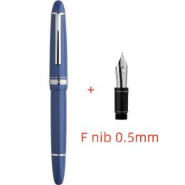 Pens Majohn P136 Metal Copper Piston Resin Fountain Pen EF/F/M/Flat Nib Office School Supplies Light Blue Ink Writing Gift Pen