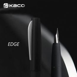 Pens 1PC KACO EDGE Brushed Matte Fountain Pen Schmidt EF/F/M Nib Original Schmidt Converter Black/Coffee/Blue Ink Pen With Gift Box