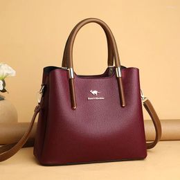 Bag Female Quality PU Leather Pure Color Shoulder Bags Luxury Small Bucket Top-handle For Women Casual Travel Messenger Sac