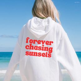 Women's Hoodies Sugarbaby Chasing Sunsets Hoodie Sweatshirt Trendy Fashion Jumper Beach Sunset Tumblr Aesthetic Sweater Long Sleeved Tops