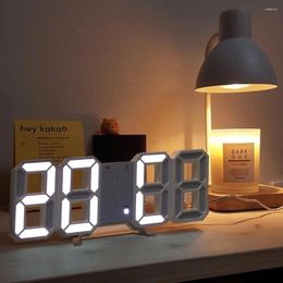 Table Lamps Desktop Clocks 3D Large LED Digital Wall Clock Date Time Celsius Nightlight Display Alarm From Living Room