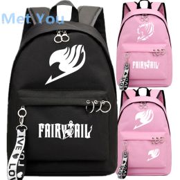 Backpacks Anime Fairy Tail Backpack School Book Bags Mochila Travel Bags Laptop Ribbon Ring Circle Backpack Pink Black