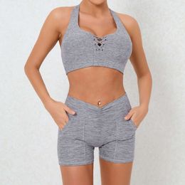 Lu Lu Shorts Align Sport Outfit for Fiess Push Up Sportswear Woman Gym Clothes 2024 New Yoga Bra Shorts Set Clothing Grey Purple Orange Gry Running Workout Sports Woman