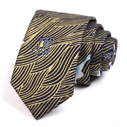 Design Wave Print Neck Tie High Quality Mens Fashion Formal 7CM for Men Business Suit Work Necktie with Gift Box 240412