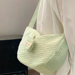 Hobos Fresh Mint Green Shoulder Bag Large Capacity Canvas Bag for Sweet Girl Summer Outdoor Travel Women Lady Dumpling Bag Handbags