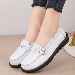 Dress Shoes 35-44 High Quality Genuine Leather Antiskid For Women Cowhide Ladies Loafers Casual Work Girls