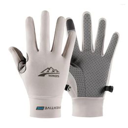 Cycling Gloves Summer Ice Silk Wear-resistant Full-finger Fishing Two Finger Touch Screen Riding