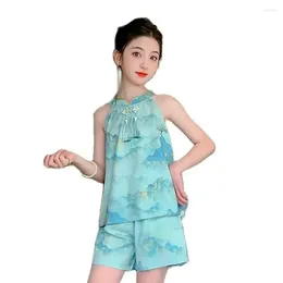 Clothing Sets Kids Clothes Girls Floral Pattern For Vest Short Summer Children 6 8 10 12 14