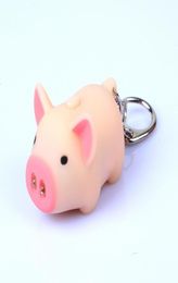 Jewelry Cute pig led keychain flashlight sound rings Creative kids toys pig cartoon sound light keychains child gift 3 colors Z1042614625