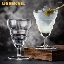 Wine Glasses Nordic Style Cocktail Cups Striped Champagne Goblet Conch Shape Glass Bubble Cup Creative Atmosphere