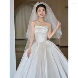 Party Dresses White Wedding Dress Straplesss Summer Women Puffy Formal Pageant Gown Young Girls Elegant Evening Style