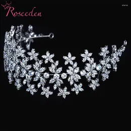 Hair Clips Unique Design CZ Wedding Royal Crown Princess Ladies Zircon Tiaras Bridal Accessories RE4148