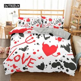 Bedding Sets Love Heart Duvet Cover Set King Size Black Red Spot Twin Quilt Arrow Of Polyester For Teens Couples