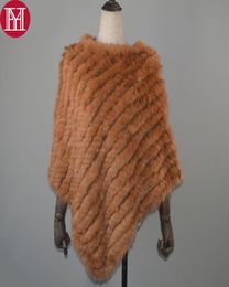 Women Spring Autumn Knit Genuine Real Rabbit Fur Poncho Scarves Real Natural Rabbit Fur Shawl Pashmina Real Rabbit Fur Scarf S18106483954