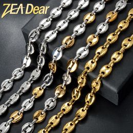 Pendant Necklaces ZEADear Jewelry 8mm Coffee Bean Chain Choker Necklace Gold Color Stainless Steel For Men Hip Hop Punk Party Gifts