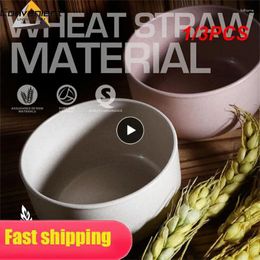 Bowls 1/3PCS Wheat Straw Bowl Colourful Household Kitchen Fruit Vegetable Safe Fibre Dessert Salad Rice