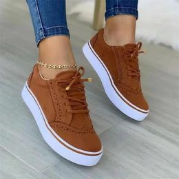 Casual Shoes Women's Low-top Vulcanised Round Toe Flat Lace-up Walking Women Versatile Comfortable