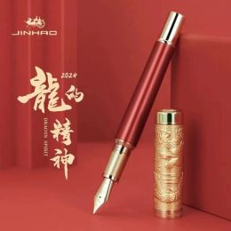 Pens JINHAO Dragon Spirit Metal Fountain Pen F Heartbeat Nib Luxury Pen Student School Office Supplies Business Stationery PK 9019