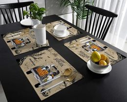 Table Mats Halloween Washable Placemats For Dining Set Of 4Pcs Happy Pumpkin Truck Gnome With Witches Hats Bats Vintage