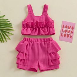 Clothing Sets 2Pcs Baby Girl Shorts Summer Clothes Sleeveless Ruffle Tank Tops And Set