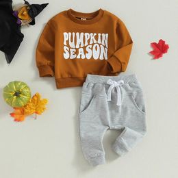 Clothing Sets Autumn Baby Boy Girls 2Pcs Fall Clothes Set Casual Letter Print Long Sleeve Sweatshirt Tops Pants Outfits Halloween Costume