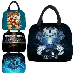 Bags UNDERTALE Sans And Papyrus Insulated Lunch Bag Thermal Cooler Bento Box Food Carrier Portable Travel Picnic Storage Meal Pouch