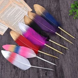 Student Wholesale Gradient Ballpoint Color Feather Writing Retro Feathers Ballpoints Pen Office Signature Pens School Supplies Th0861 s s s