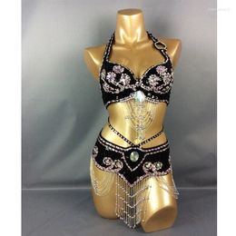 Stage Wear Belly Dancing Suite Belt Bra 2 Piece Set Samba Costumes Club USA Size Accept Any 14 Color In