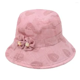 Wide Brim Hats Fashionable Summer Sun Hat Stylish Women's With Large Leaf Print Anti-uv Outdoor For Elderly
