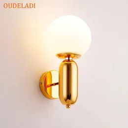 Wall Lamps Modern LED Light Black/Gold/White Indoor Lighting For Restaurant Living Room Bedroom Corridor Glass Ball Decor